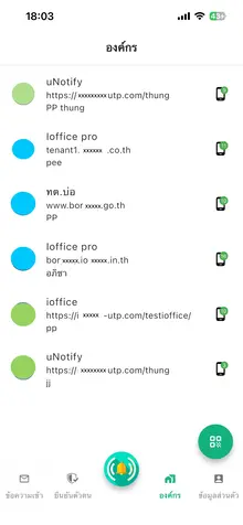 รายชื่อองค์กรหลังสแกน QR สำเร็จ - เทศบาลปรากฏในแท็บองค์กร